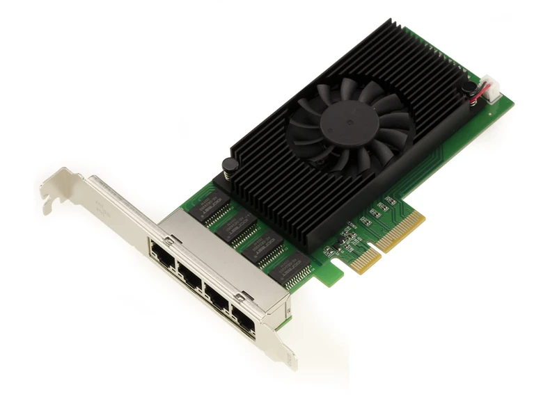 KALEA-INFORMATIQUE PCIe 2.5 x4 LAN Gigabit ethernet card with 4 RJ45 ports. Quad Chipset Intel I225 - NIC 10 100 1000 2500 1G 2.5G - High Low Profile