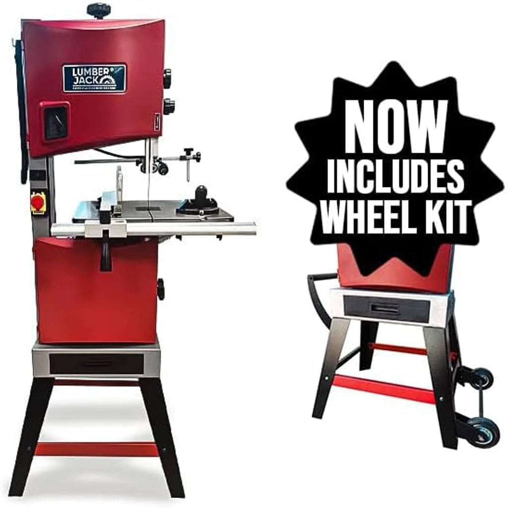 LUMBER JACK 12" Bandsaw Professional 305mm with Floor Stand 750W Induction Motor Large Rip Fence, LED Light, Cast Iron Table, Includes 13mm Blade & Circular Cutting Attachment