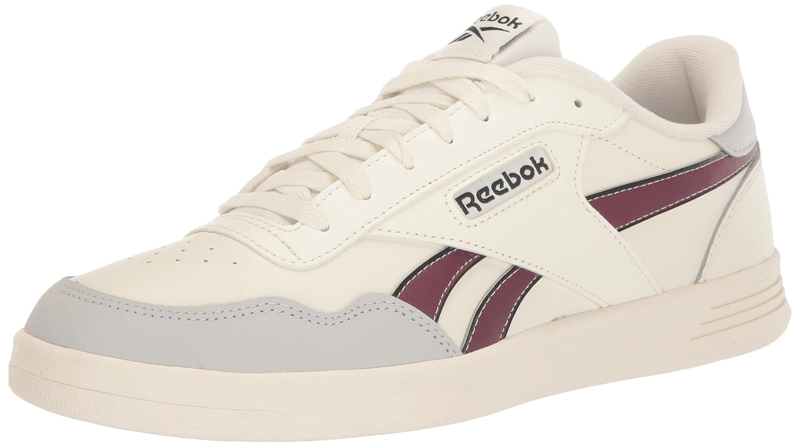 Reebok Classic Leather Sneakers for Women - Black or White Tennis Shoes Womens Size 5 to 11, Chalk/Core Black/Classic Maroon, 11.5 Women/10 Men