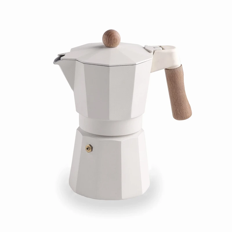Lacor - 62099 - Italian Trento White Coffee Machine, Express Coffee Machine, Cast Aluminium, Suitable for All Types of Fires Including Induction, Capacity 9 Cups, Matte White Finish