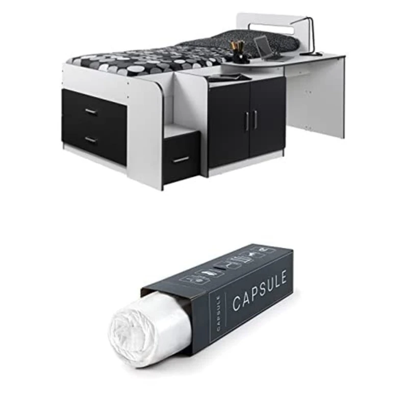 Julian Bowen Set Of Cookie Cabin Bed & Capsule Memory Roll-Up Mattress