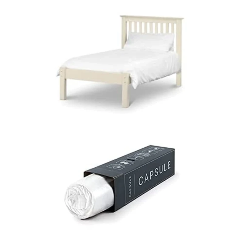 Julian Bowen Set Of Barcelona Lfe White 135Cm & Capsule Memory Roll-Up Mattress