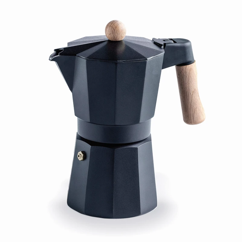 LACOR - 62048 - Italian Trento Black Coffee Machine, Express Coffee Machine, Cast Aluminium, Suitable for All Types of Fires Including Induction, Capacity 9 Cups, Matte Black Finish