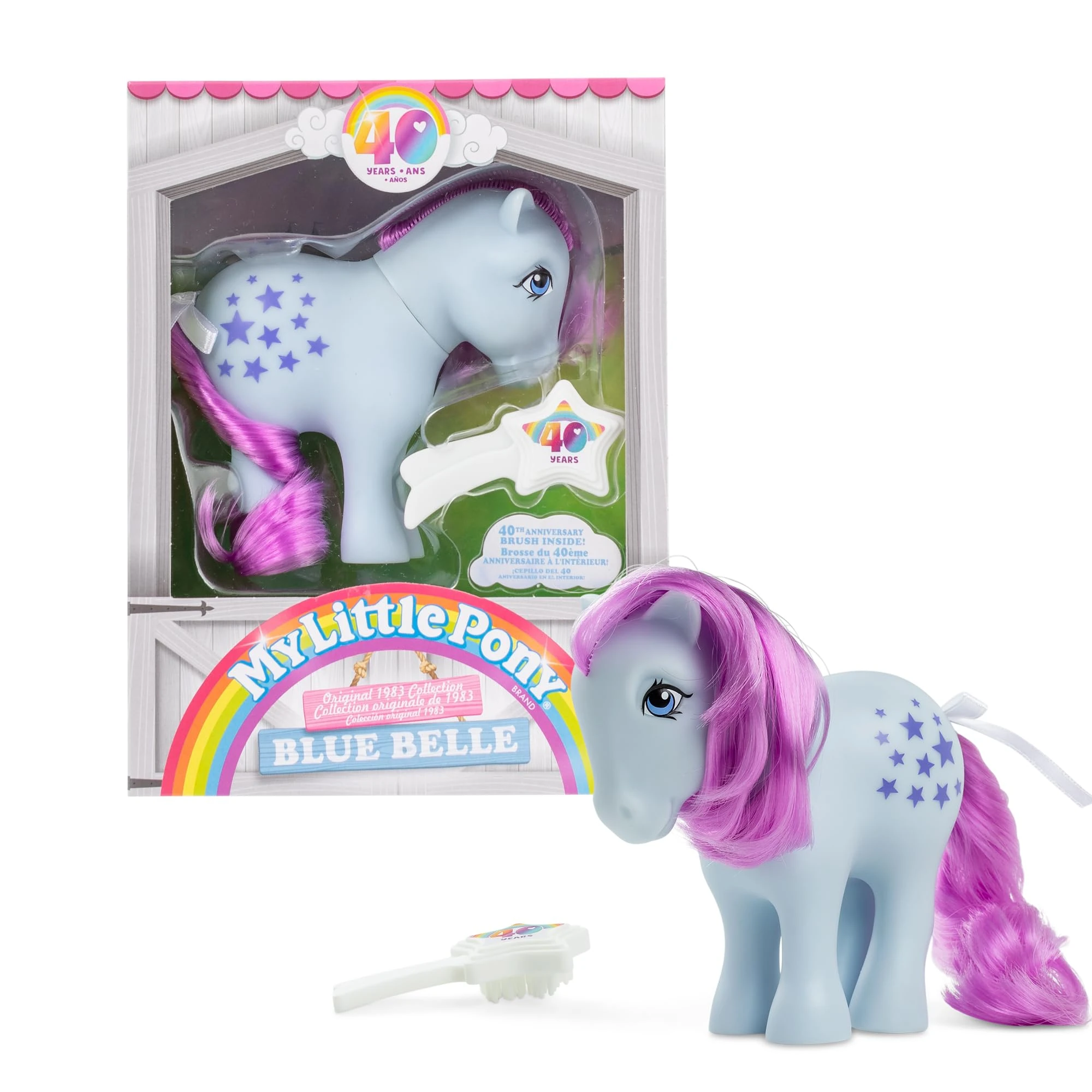 Basic Fun My Little Pony | Blue Belle Classic Pony | Retro Horse Gifts for Girls and Boys, Collectable Vintage Horse Toys for Kids, Unicorn Toys for Boys and Girls Ages 4 35322