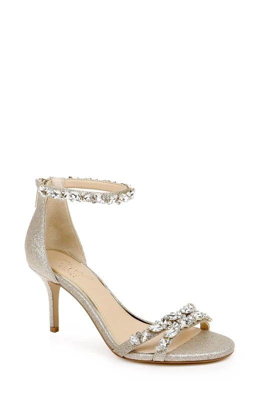 Jewel Badgley Mischka Women's Caroline Heeled Sandal, Gold, 3 UK
