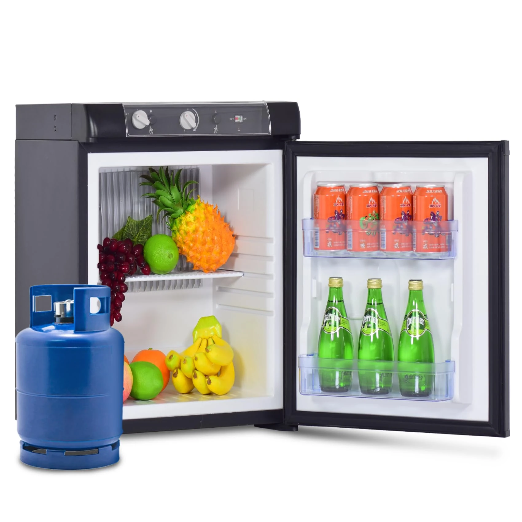 SMETA 3 Way Fridge Camping 40L,Gas Fridge Camping Lpg Camping Fridge 12V/240V/Gas Power Quiet | Reversible Door | Black