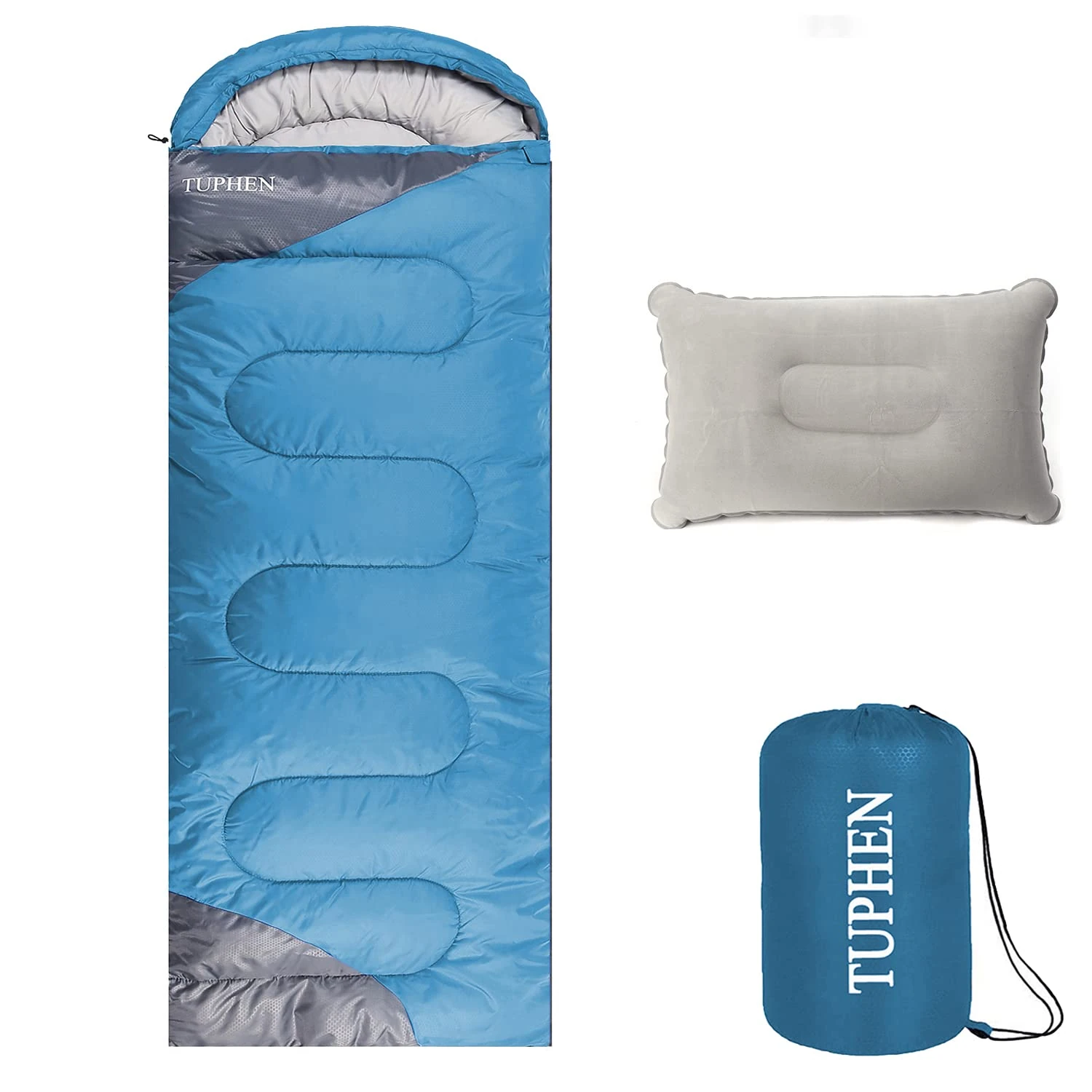 Sleeping Bag - 3-4 Seasons Camping Sleeping Bags for Adults kids Girls Boys for Hiking, Backpacking, Cold Weather & Warm Lightweight Travel Gear (Lake blue-gray, Single 86.61''x31.49'')