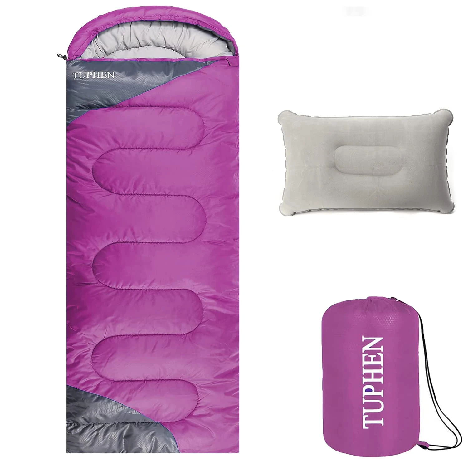 Sleeping Bag - 3-4 Seasons Camping Sleeping Bags for Adults kids Girls Boys for Hiking, Backpacking, Cold Weather & Warm Lightweight Travel Gear (Purple-gray, Single 86.61''x33.46'')