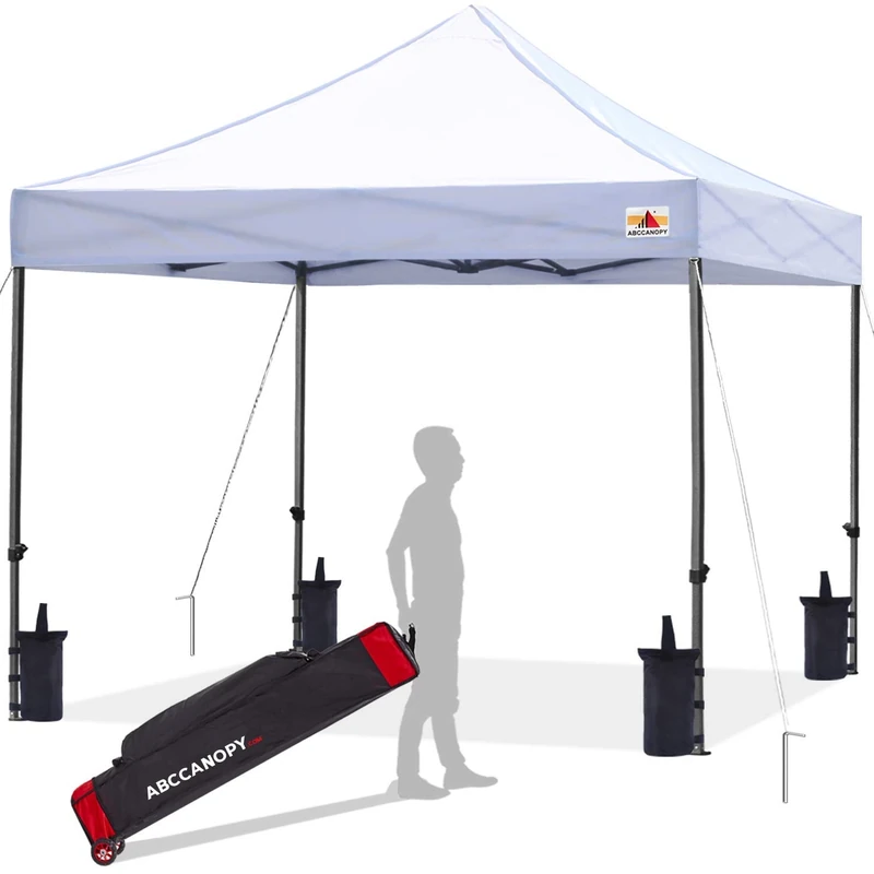 ABCCANOPY 3x3M Pop Up Gazebo - White, Roller Bag, Stakes & Ropes