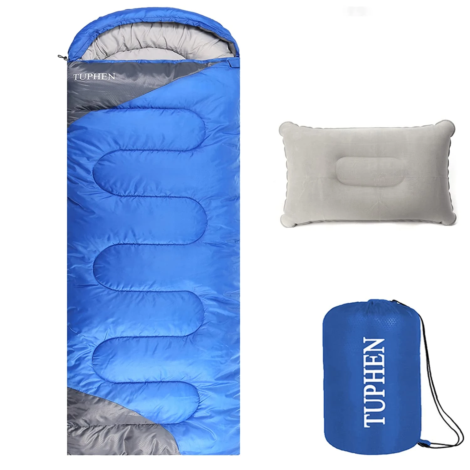 Sleeping Bag - 3-4 Seasons Camping Sleeping Bags for Adults kids Girls Boys for Hiking, Backpacking, Cold Weather & Warm Lightweight Travel Gear (Blue-grey, Single 86.61''x31.49'')