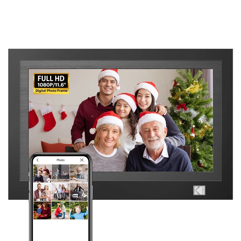 WiFi Digital Photo Frame 11.6 Inch, IPS Touch Screen Electronic Digital Picture Frame with 32 GB Storage, Photo/Video App Sharing, Wall Mountable, Auto-rotate
