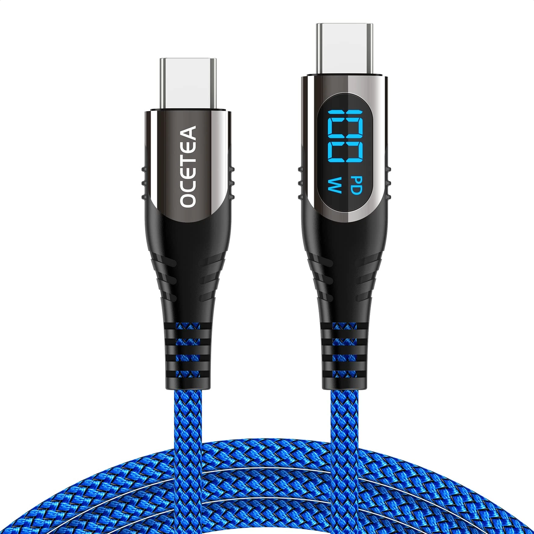 Ocetea USB C to USB C Charger Cable, 100W USB C Cable with LED Display, PD Fast Charging Cable Compatible with iPhone 15 Pro Max, Galaxy S24 S23 Ultra, Pixel 7, Huawei Mate 60 Pro, MacBook Pro(1M)