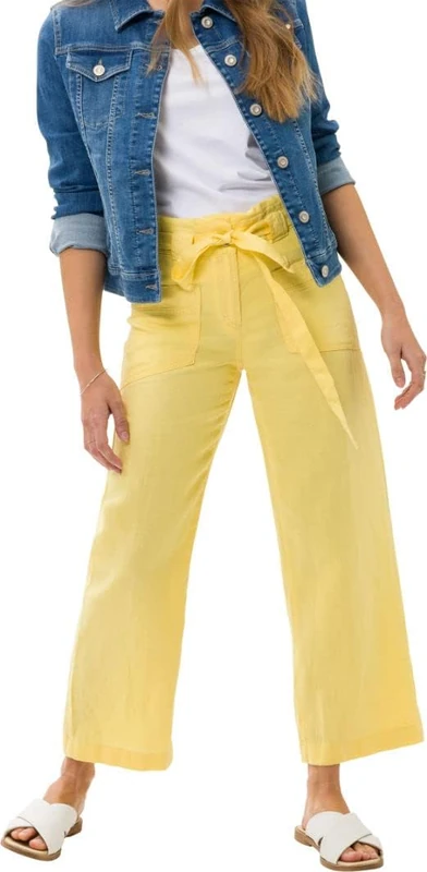 BRAX Women's Style Maine S Cropped Linen Pant, Banana, 31W x 30L