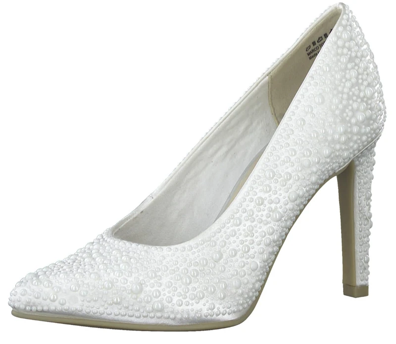 MARCO TOZZI Women's Stiletto Heel Court Shoes Soft Feel Me Footbed Ideal for Business and Leisure, White Comb, 8 UK