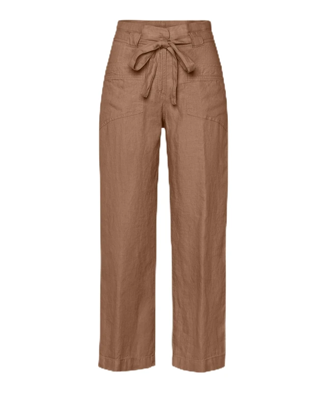 BRAX Women's Style Maine S Pure Linen Trousers, Soft Brown, 46K, Soft Brown, 36W x 30L