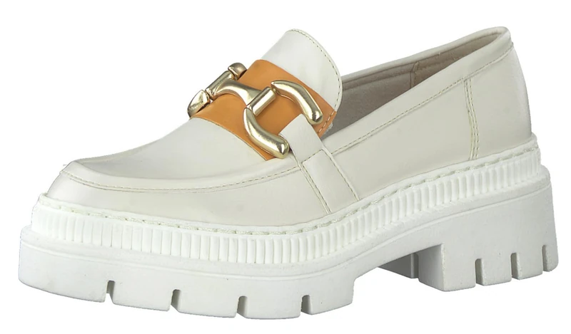 MARCO TOZZI Women's Block Heel, Ideal for Business and Leisure 2-2-84704-20 Loafer, Cream Comb, 7.5 UK