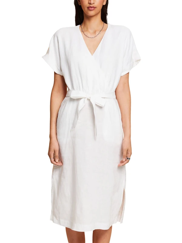 ESPRIT Women's 043eo1e308 Dress, 100/White, 6