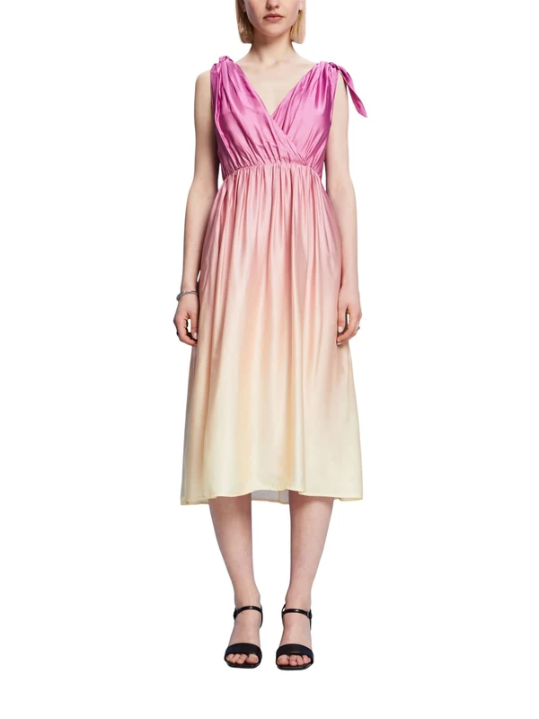 ESPRIT Women's 043eo1e318 Dress, 773/Pastel Yellow 4, 10