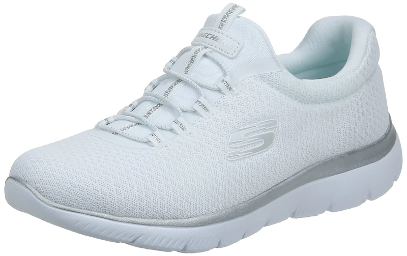 Skechers Women's Summits 12980W Wide Trainers, White Mesh/Silver Trim, 9 UK Wide