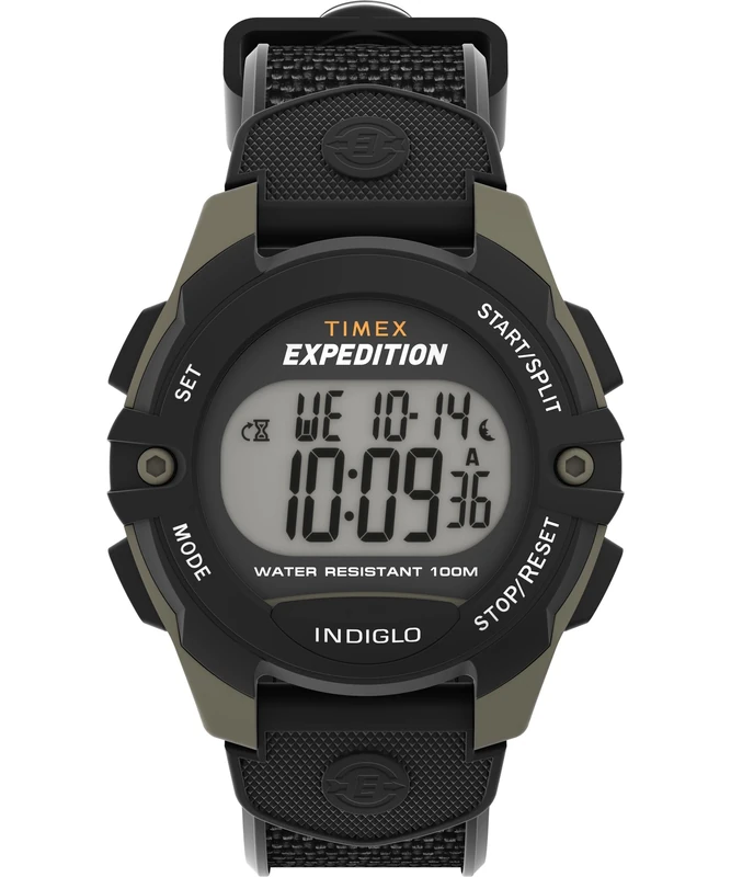 Timex Men's Expedition 41 mm Watch - Black Resin Two- Piece Digital Dial Green Case TW4B28500