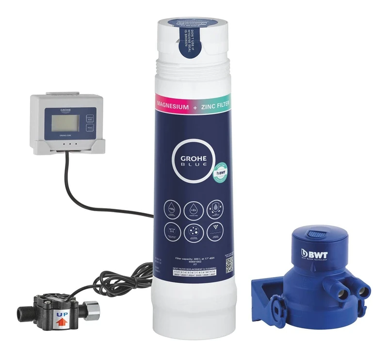 Grohe Blue Under Sink Water Filter - Magnesium & Zinc Filter Starter Set (Head, Flow Meter, 400L), For Use With Blue Pure Kitchen Taps