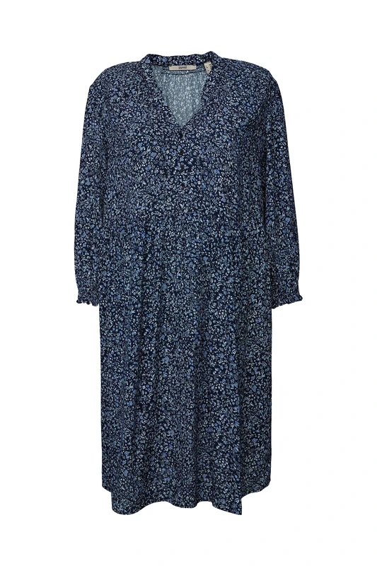 ESPRIT Fragrant Dress with Allover Pattern, 401/Navy 2, 8 - Image 1
