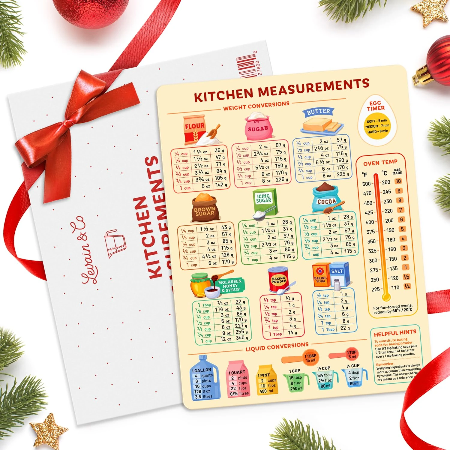 Kitchen Conversion Chart Magnet for Easier Cooking & Kitchen Baking - Kitchen Gadget Baking Gifts - Metric Conversion Chart for Cooking - Cute Kitchen Accessories - Kitchen Needs Baking Accessories