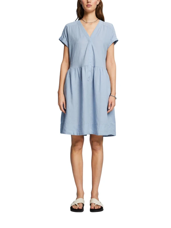 ESPRIT Women's 043ee1e305 Dress, Light Blue Lavender, 14