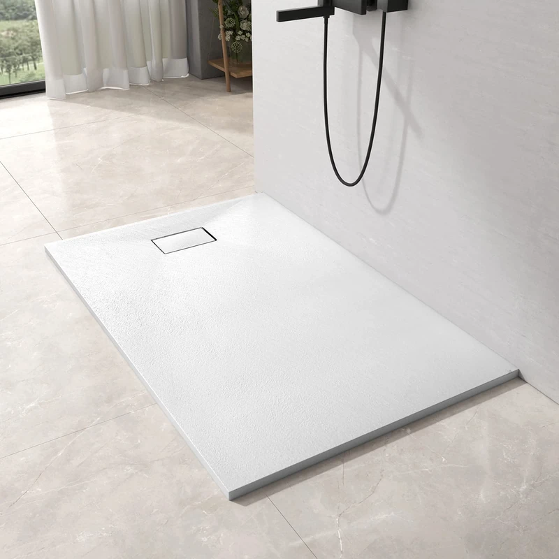 EMKE SMC Shower Tray 120 x 90 cm Flat Non-Slip Shower Tray Can Be Cut to Size White