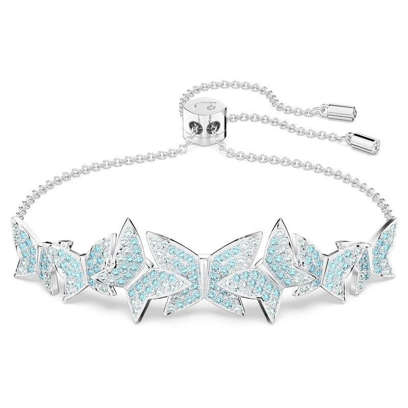 Swarovski Lilia bracelet, Butterfly, Blue, Rhodium plated