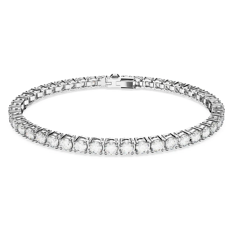 Swarovski Matrix Tennis bracelet, Round cut, White, Rhodium plated, S