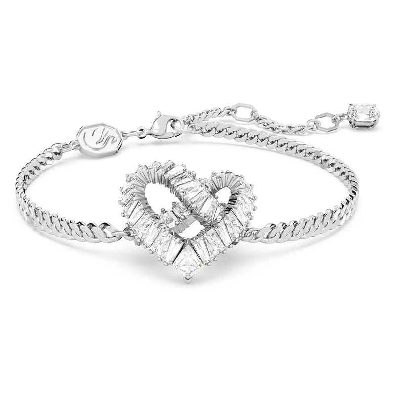 Swarovski Matrix Heart Bracelet - Rhodium Plated White