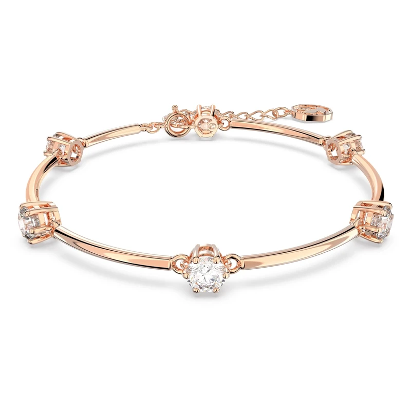 Swarovski Constella bracelet, Round cut, White, Rose gold-tone plated