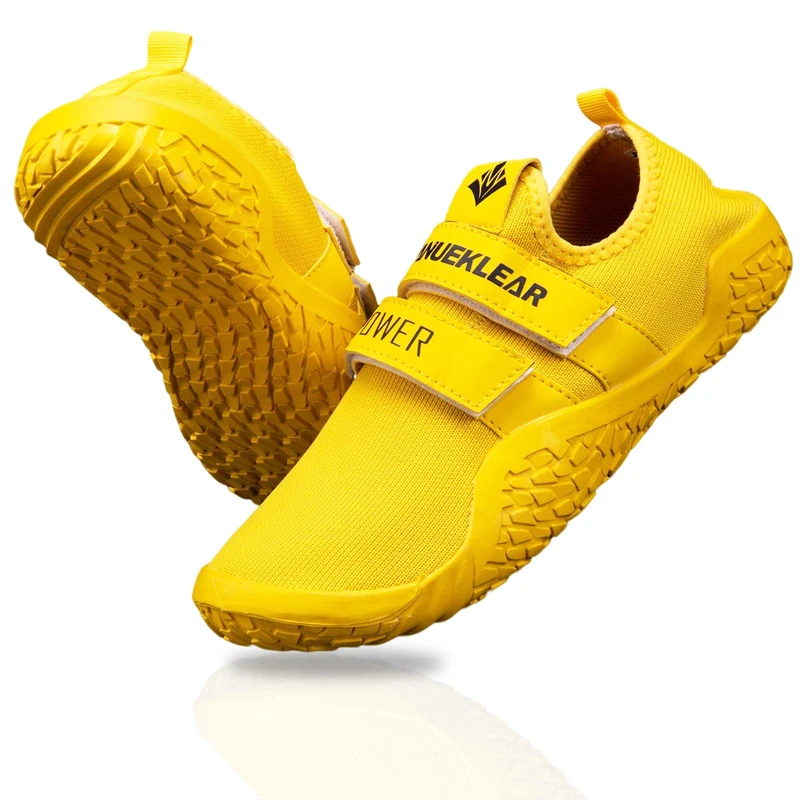 MANUEKLEAR Deadlift Shoes - Weight Lifting Shoes for Men Women - Weightlifting Squat Shoes Fitness Cross-Trainer Barefoot Gym Training Sneakers, Lemon Yellow, 9.5-10