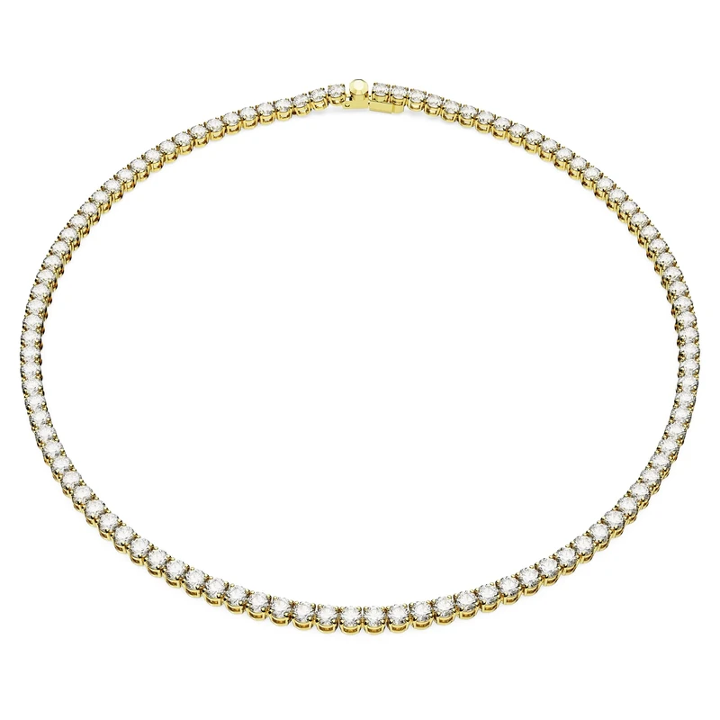 Swarovski Matrix Tennis Necklace - White Crystals, Gold, 41cm