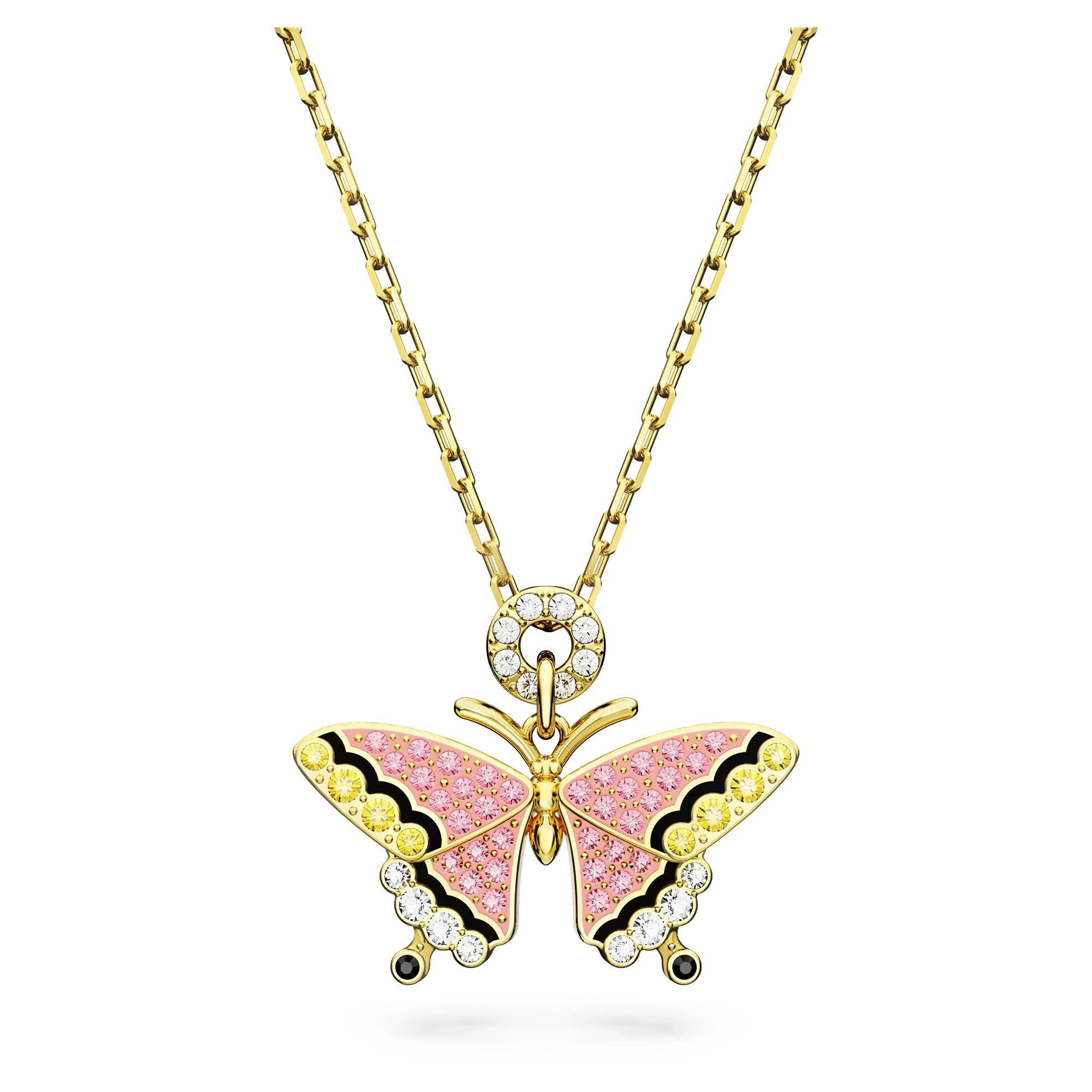 Swarovski Idyllia pendant, Butterfly, Multicoloured, Gold-tone plated