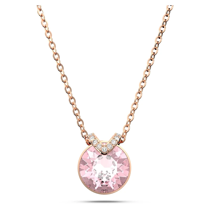 Swarovski Bella V pendant, Round cut, Pink, Rose gold-tone plated