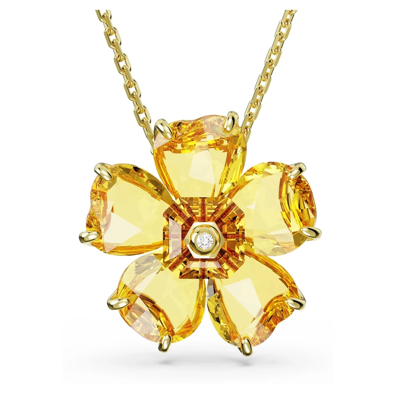 Swarovski Florere Yellow Flower Necklace - Gold Tone Plated