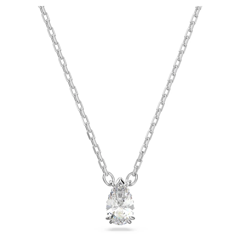 Swarovski Millenia pendant, Pear cut, White, Rhodium plated