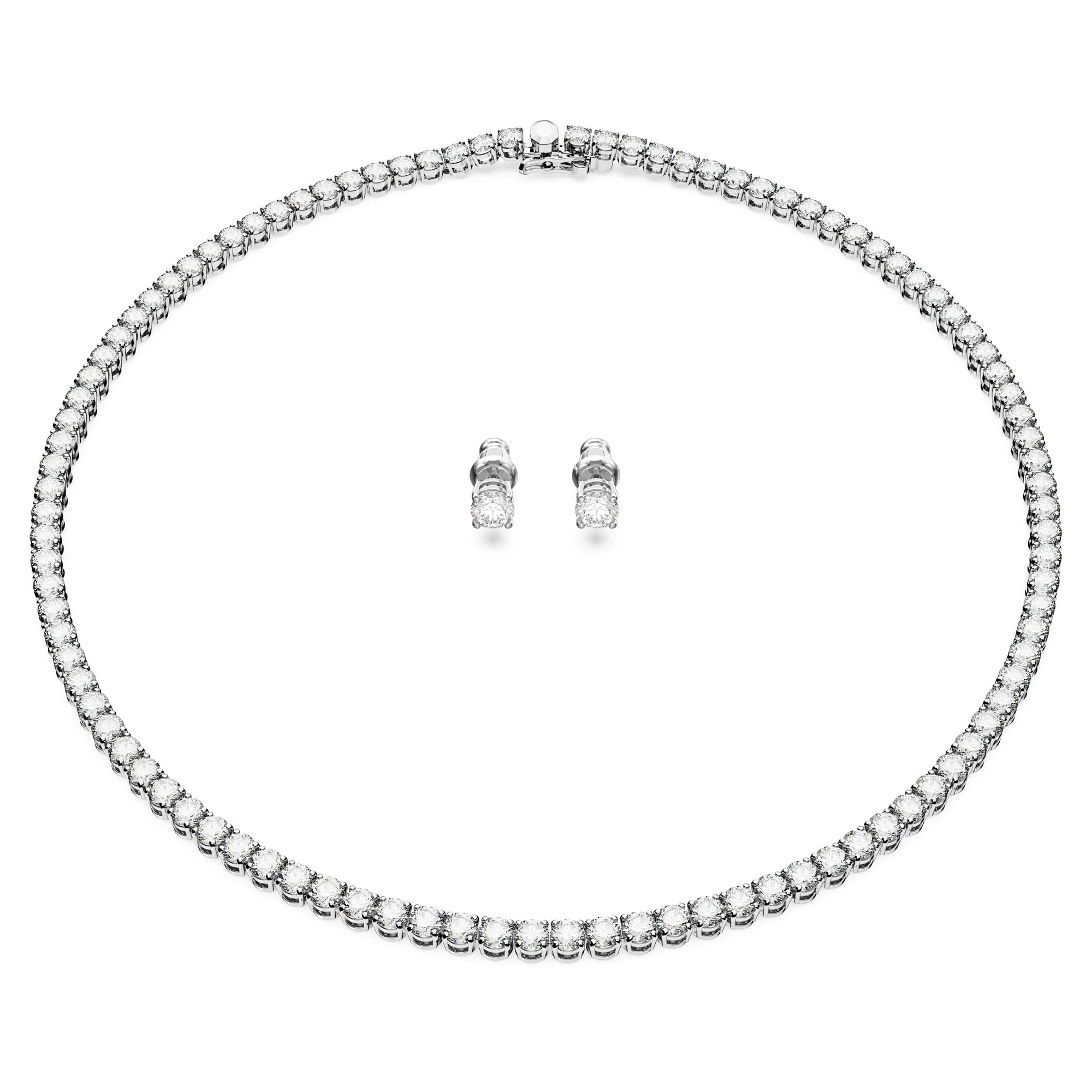 Swarovski Matrix Tennis set, Round cut, White, Rhodium plated