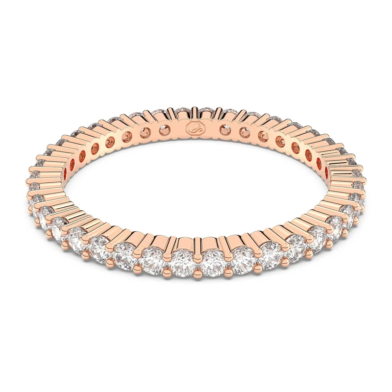 Swarovski Vittore ring, Round cut, White, Rose gold-tone plated, 55