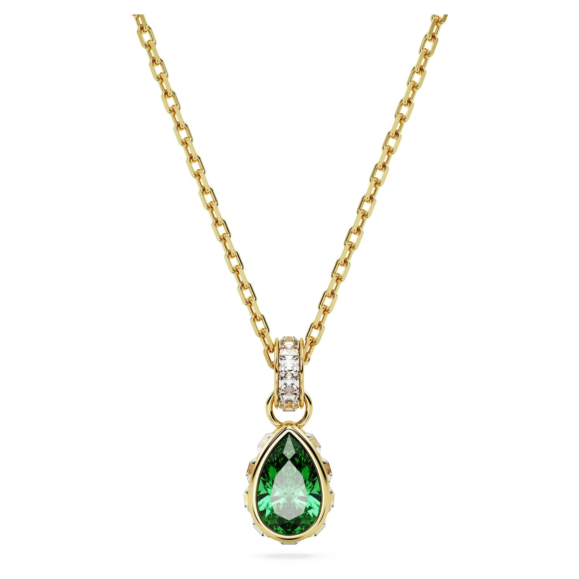 SWAROVSKI Stilla pendant, Pear cut, Green, Gold-tone plated (5648751)