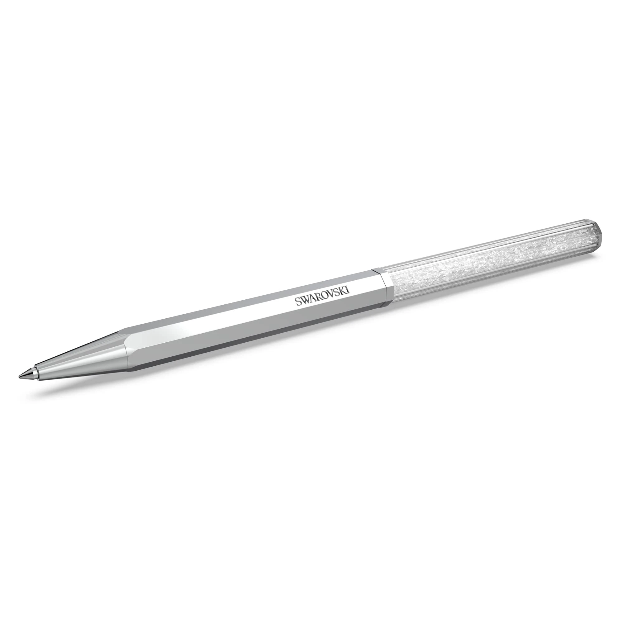 Swarovski Crystalline ballpoint pen, Octagon shape, Silver Tone, Chrome plated