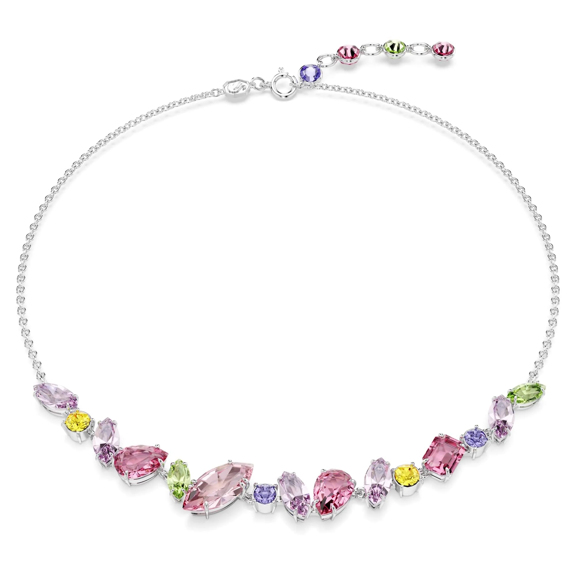 Swarovski Gema necklace, Mixed cuts, Multicoloured, Rhodium plated