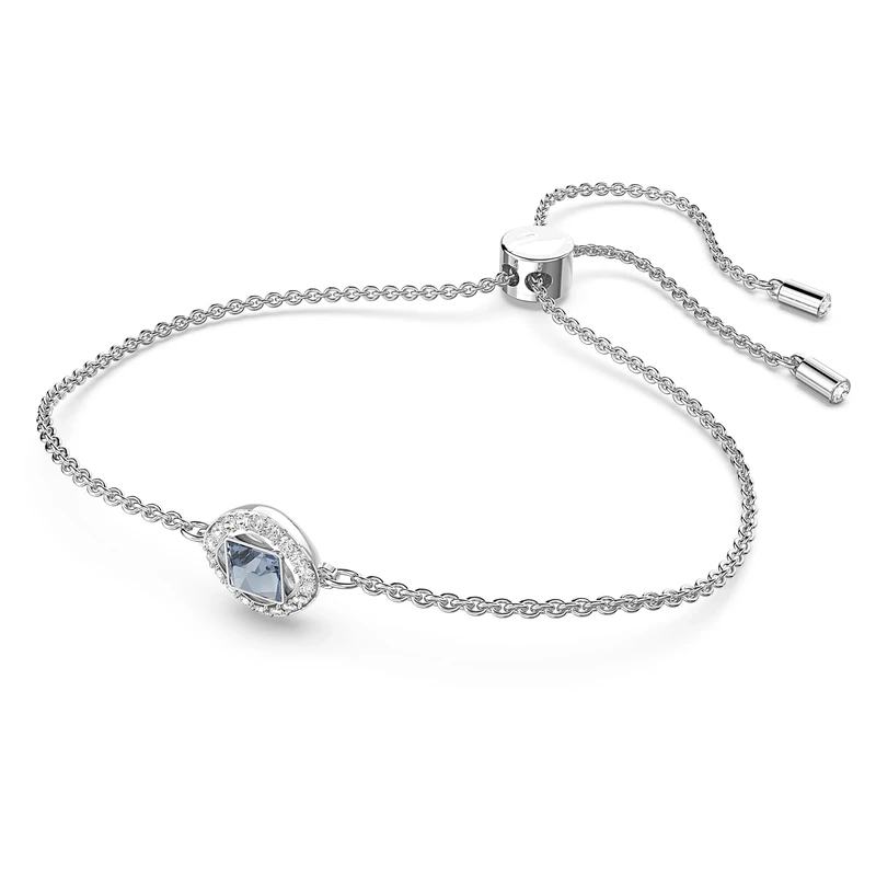 Swarovski Angelic bracelet, Square cut, Blue, Rhodium plated