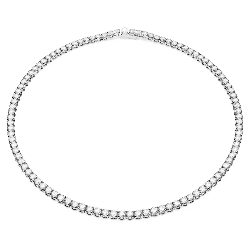 Swarovski Matrix Tennis necklace, Round cut, White, Rhodium plated