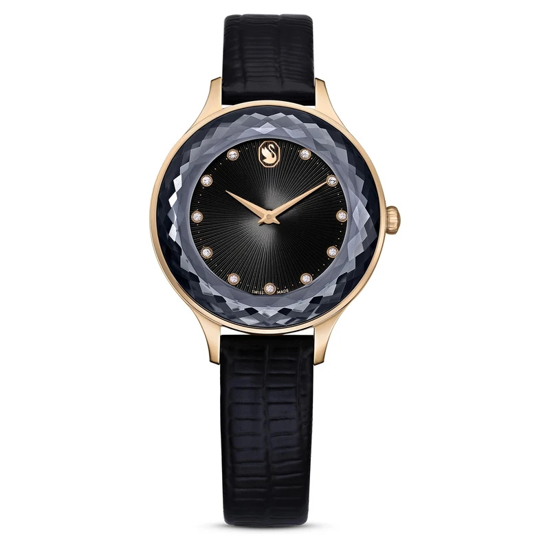 Swarovski Octea Nova Watch, Black and Rose-Gold Tone Watch from The Octea Nova Collection