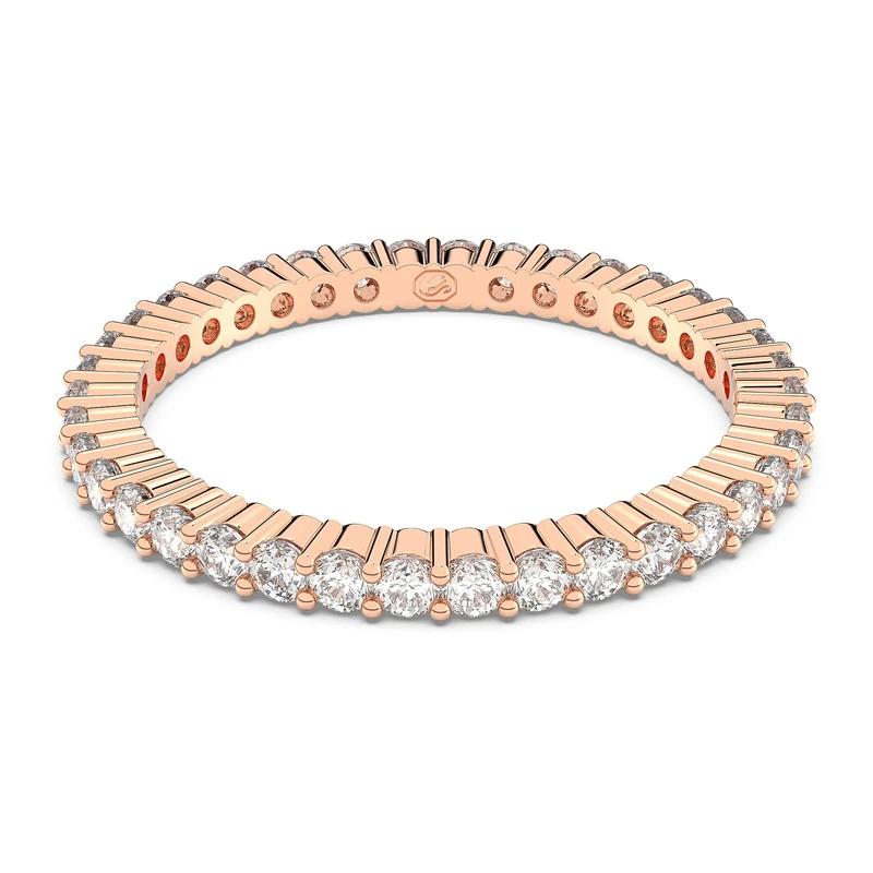 Swarovski Vittore ring, Round cut, White, Rose gold-tone plated, 52