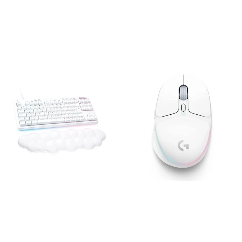 Logitech G G713 Wired Mechanical Gaming Keyboard & G705 Wireless Gaming Mouse, Customisable LIGHTSYNC RGB Lighting, LIGHTSPEED Wireless, Bluetooth Connectivity, Lightweight, White Mist