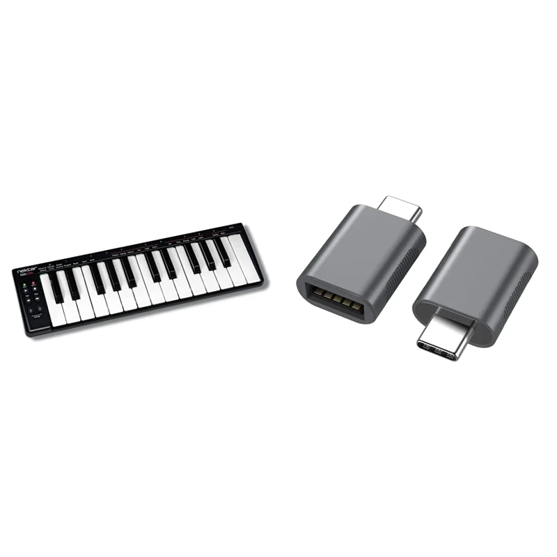 Nektar SE25 MIDI Keyboard Controller & Nonda USB-C to USB 3.0 Adapter (2 Pack) - Thunderbolt 3 to USB Female OTG for MacBook Pro 2019/2018/2017